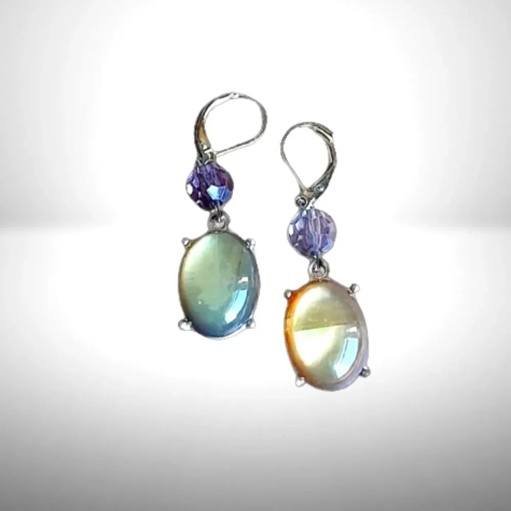 Premier Designs Purple and Gray Moonstone Earrings - Picture 1 of 2